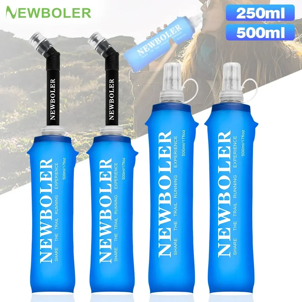 NEWBOLER 250ml 500ml Bottiglia d'acqua TPU Pieghevole Boccetta morbida Sport Bottiglia d'acqua Borsa d'acqua Bottiglia d'acqua pieghevole Corsa da campeggio