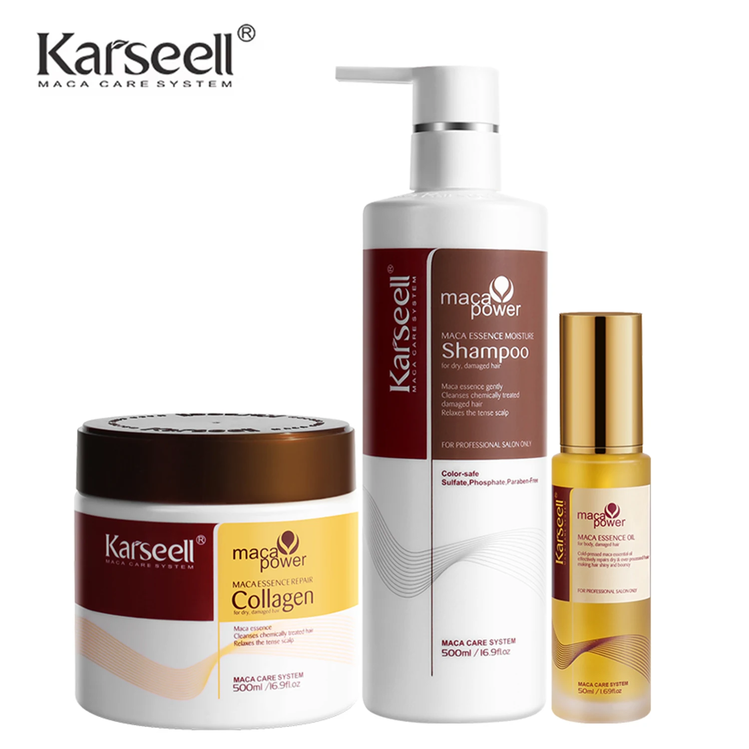 Karseell Set da 3 pezzi Maschera per capelli al collagene + Argan Oi + Shampoo per capelli Essenza Set di riparazione idratante per capelli secchi e danneggiati Regalo