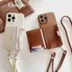 Custodia con tracolla per carta a portafoglio per Xiaomi POCO X6 M6 F6 Pro X5 F5 X7 F7 Mi 15 14T 14 Redmi 14C Borsa con tracolla con cordino Custodia in pelle PU