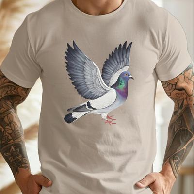 TEMU Men's Casual Graphic Tee - Lightweight, Breathable Polyester, Round Neck Short Sleeve T-shirt For Summer Image