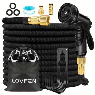 TEMU Lovfen Flexible Garden Water Hose With 10 Spray Nozzle 25/50/75//150ft Image