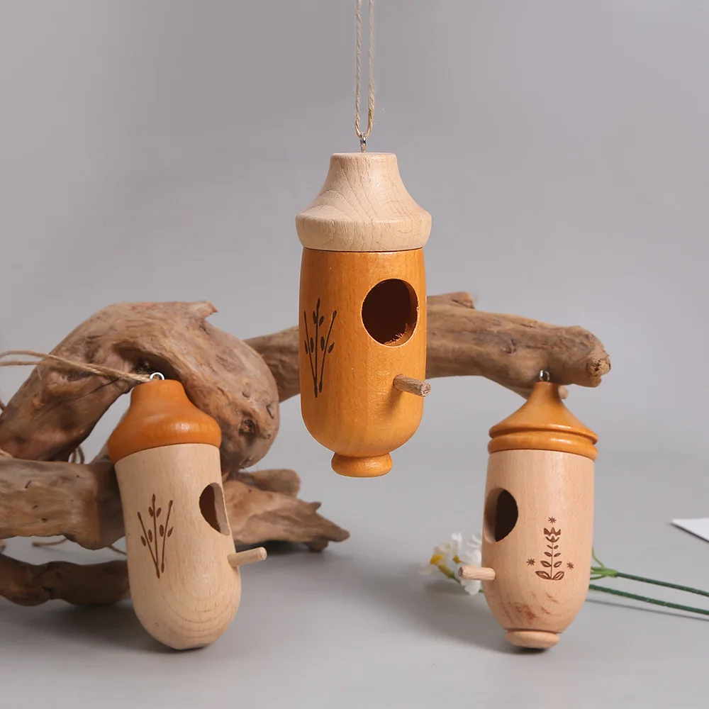 Neue Outdoor Garten Kolibri Feeder Kreative Hof Holz Vogel Nest Neue Massivholz Kolibri Nest Dekoration Anhänger
