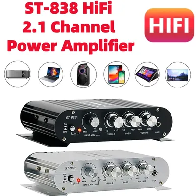ST-838 hifi 2,1 kanal leistungs verstärker bass und rms 20 wx2 40w klasse d mini media player mp3 Image
