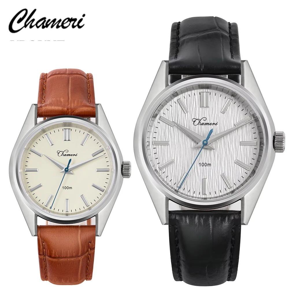 Chameri GS04 Quarzuhr VH31 Sweep Zweites Uhrwerk Paaruhren Saphirglas Wasserdicht 100 m Edelstahl-Armbanduhr Image