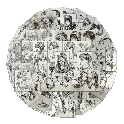64PCS Charakter Kopf Skizzieren Aufkleber Kunst Geburtstag Skizzieren Praxis Referenz Telefon Fall Hinweis Aufkleber Image