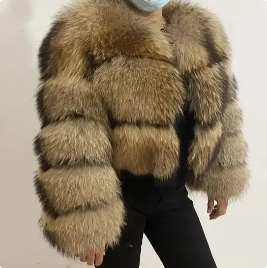 Femmes fausse fourrure de raton laveur veste automne hiver fausse fourrure renard manteaux manteau court vestes fourrure vêtements d'extérieur élégant épais chaud manteaux