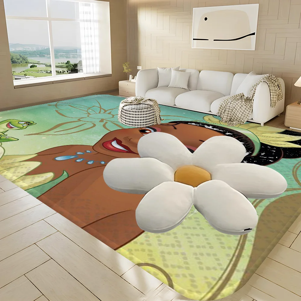 T-The P-Princess And The-Frog Fußmatte, waschbar, rutschfest, für Wohnzimmer, Sofa, Stühle, Bereichsmatte, Küche, Toilettenteppich