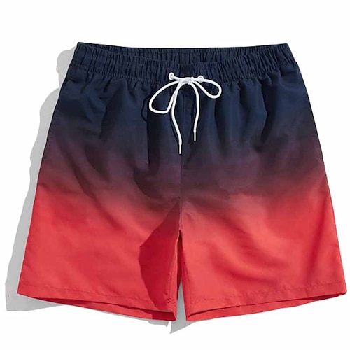 Herren Badeshorts Badehose Farbverlauf Kordelzug Mit Taschen Schnelltrocknend Mit Taschen Boardshorts Badeanzug Surfen Strand Wassersport Sommer Image