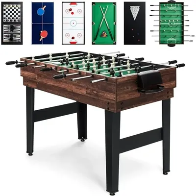 2x4ft 10-in-1 Combo Game Table Set for Home, Game Room, Friends & Family w/Hockey, Foosball, Pool,