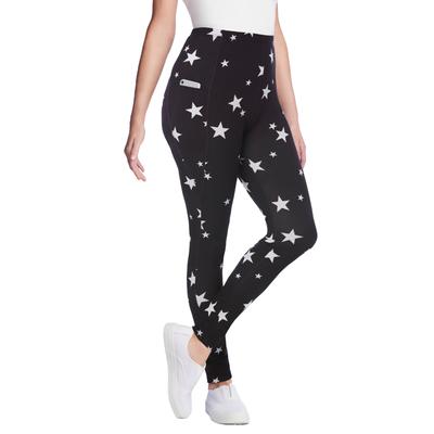 Plus Size Women's Printed Pocket Legging by Woman Within in Black White Stars (Size 3X)