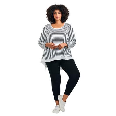 Plus Size Women's Urban Slub Jersey Tee by Avenue in White Navy (Size 30/32)
