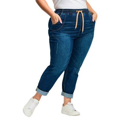 Plus Size Women's Taliah Denim Jogger by Avenue in Dark Wash (Size 18)