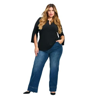 Plus Size Women's Kira Wide Leg Jean by Avenue in Mid Wash (Size 20)