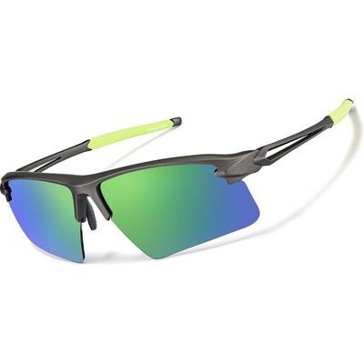 Zenni Round Sunglasses Gray With Green Mirror Plastic Frame