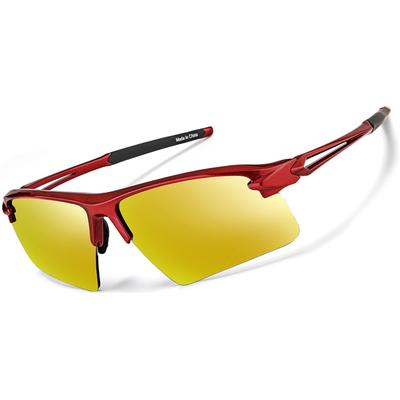 Zenni Round Sunglasses Red With Gold Mirror Plastic Frame