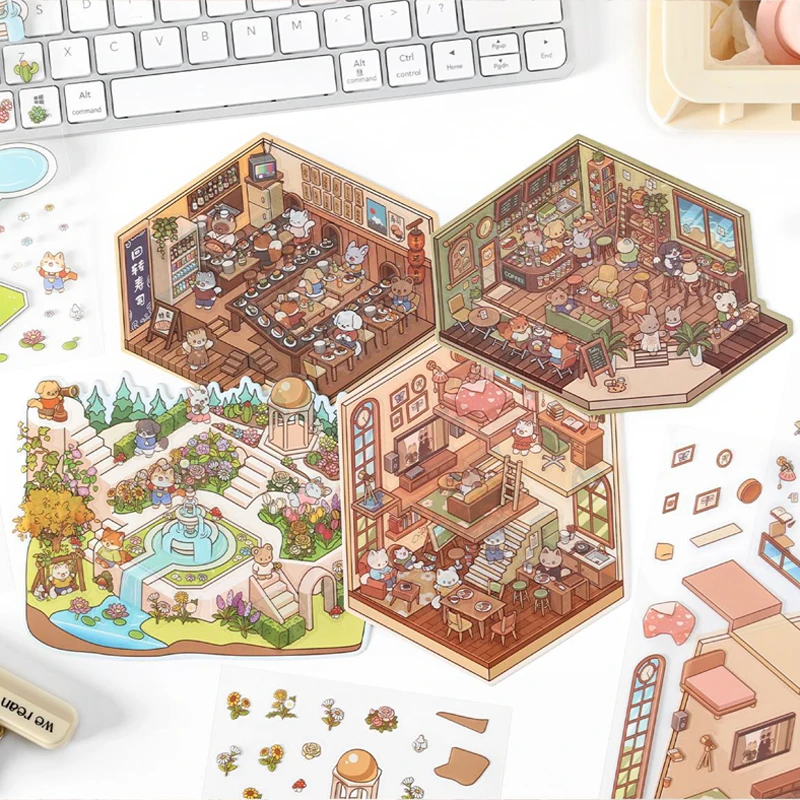 Mr Paper 4Style 3 Stück/Beutel Das Geschäft des heute in der zweiten Serie großer Aquascape-Aufkleber DIY-Handbuch Volksgeschenke Image