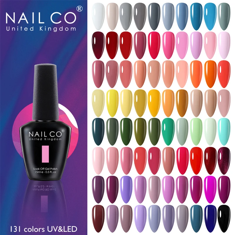 NAILCO 131 Farben Nagel-Gel-Nagellack aus LED-LED-Gel, semi-permanent, 15 ml Gel-Nagelkunst-Hybrid-Lacke, alles für Maniküre-Lack Image