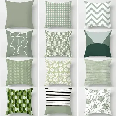 Mintgrüner Kissenbezug, geometrischer Druck, Kissenbezug für Sofa, dekorative Dekokissenbezüge, 40 x Image