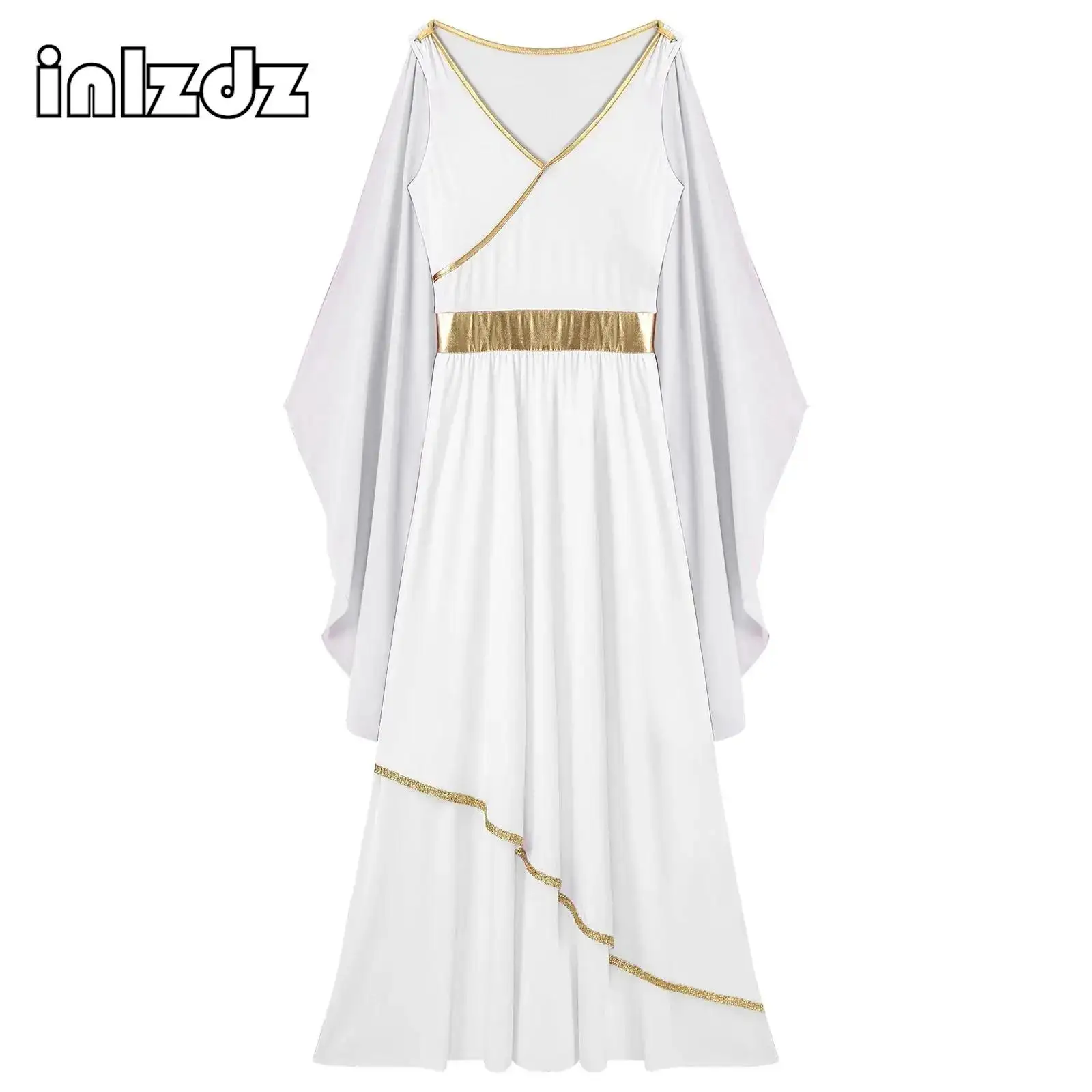 Antikes griechisches Prinzessinnenkleid für Damen, Göttinnen, Toga-Kostüm für Halloween, Karneval, Party, Gottheitskönigin, Cosplay, Chiffon-Robe Image
