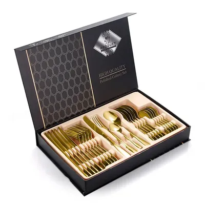 24 piece stainless steel tableware set Western tableware steak knife fork spoon gift box tableware