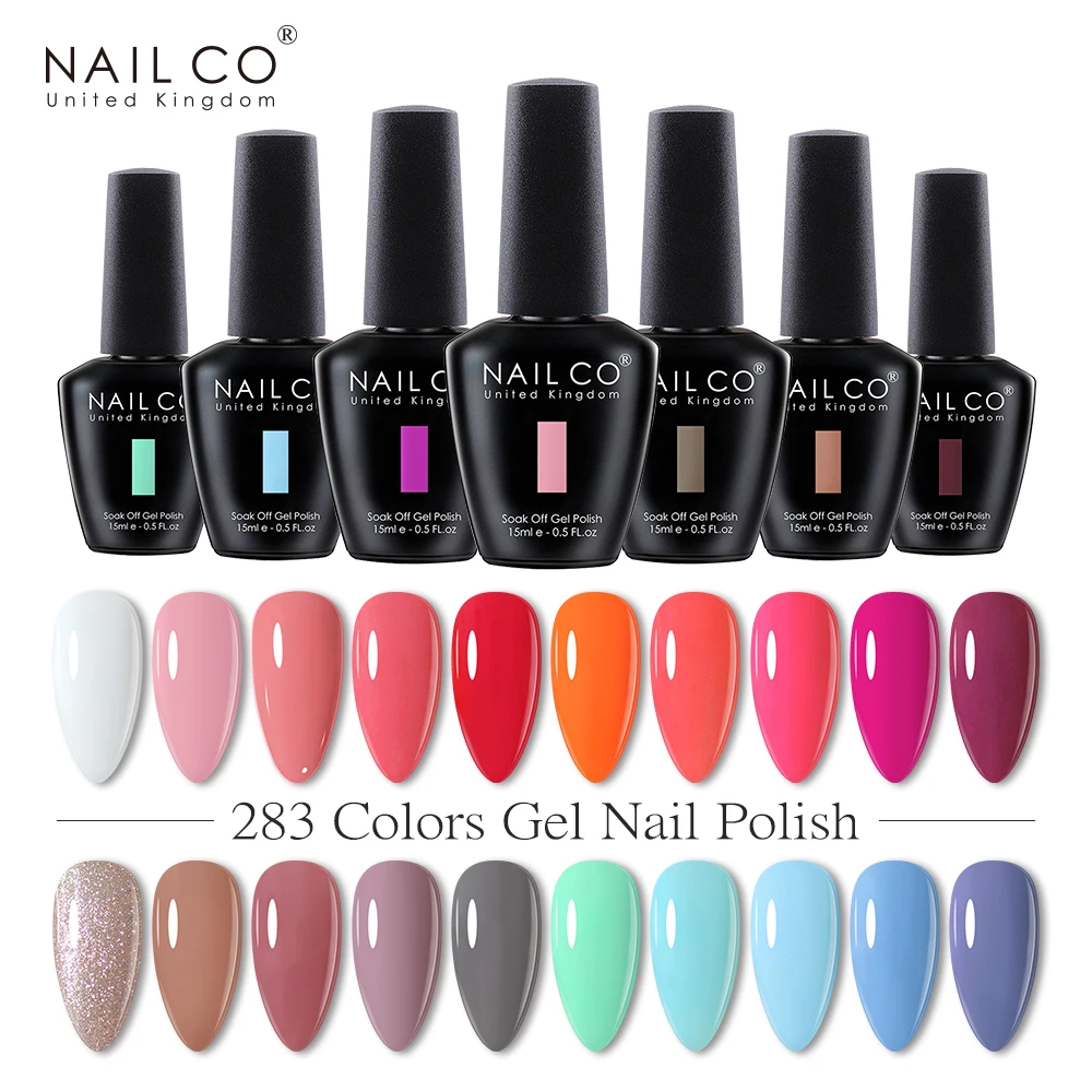 NAILCO 15 ml Nude Colors Gel-Nagellack-Set, semi-permanente UV-Lack-Lacke, Soak Off Matte Top Base Coat Nails Gel Art Design Image