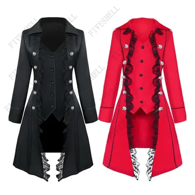 Halloween Cosplay Kostüme Mittelalterliche Viktorianische Damen Outwear Steampunk Gothic Frack Knopf Image