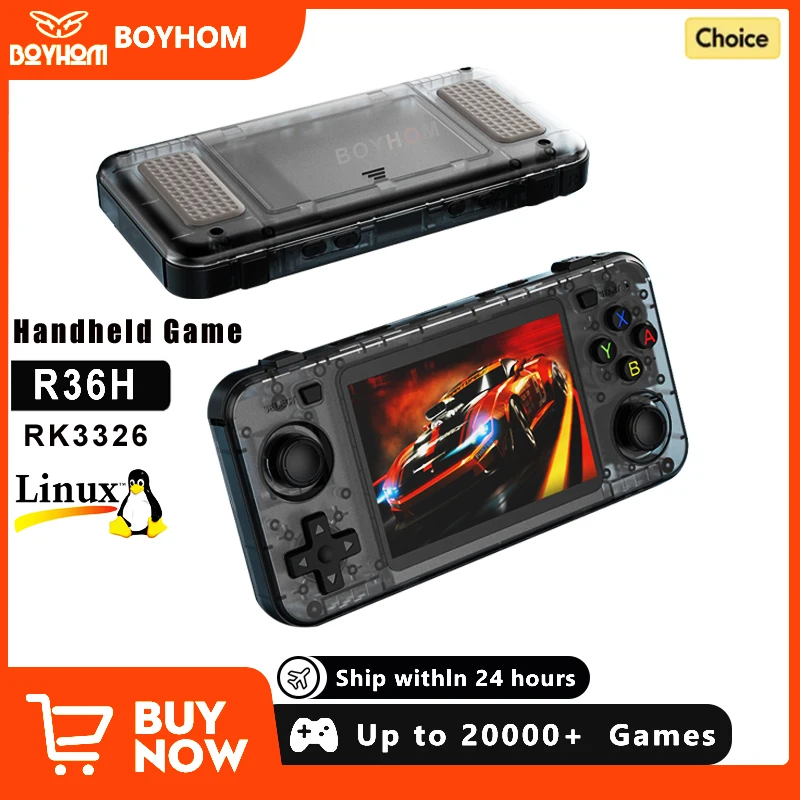 Console de jeu vidéo portable rétro R36H, écran IPS de 3.5 pouces, plus de 10000 jeux, émulateur ARKOS pour PS1/PSP/DC/N64/SS