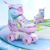 2025, blinkende zweireihige Rollschuhe für Kinder, Jungen und Mädchen, Outdoor-Skating-Turnschuhe, 4 Räder, Skateschuhe, verstellbare Größe 27–38