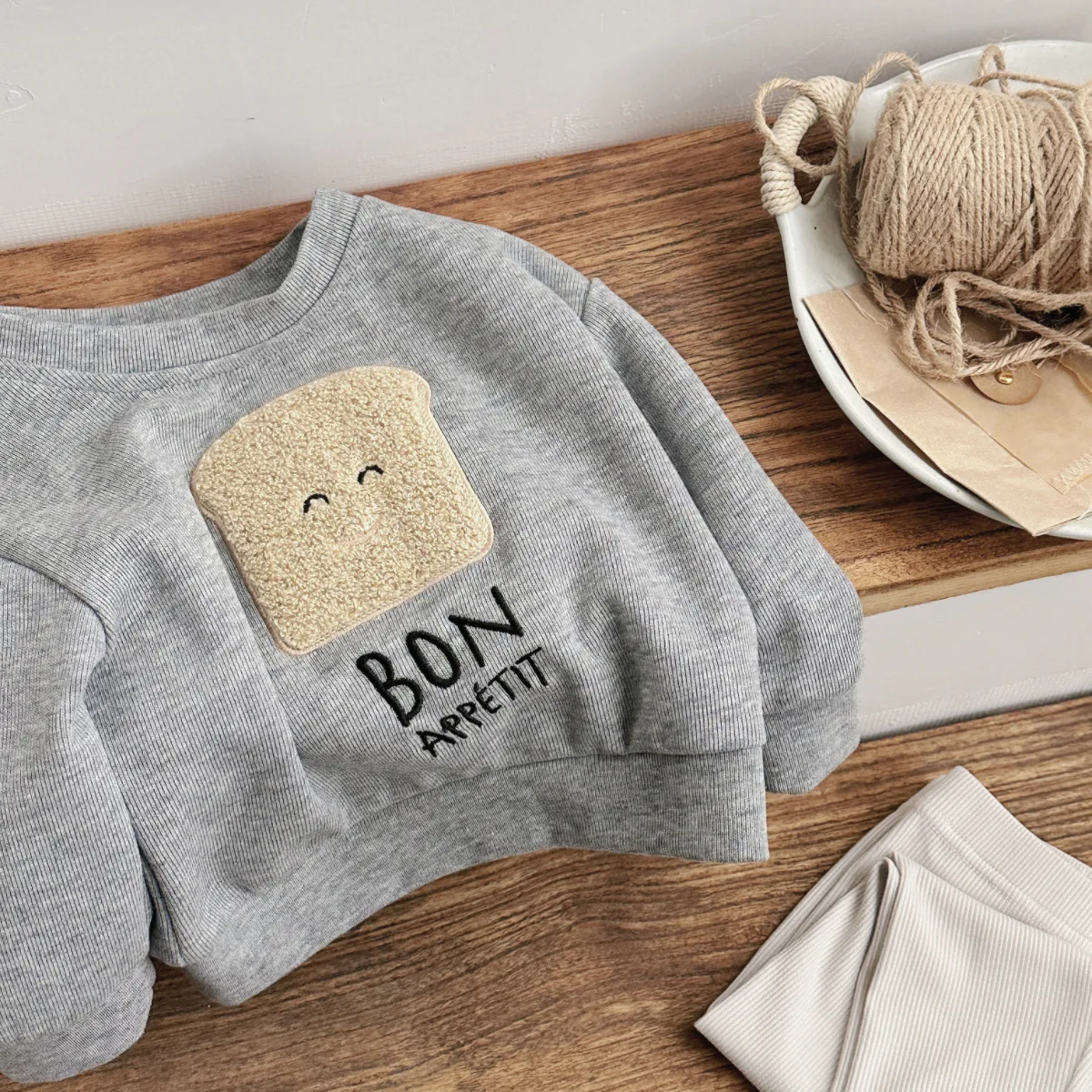 Neugeborenen Baby Kleidung 2Pcs Jungen Mädchen Cartoon Brot Stickerei Kleinkind Outfit Lange Ärmel Top Hosen 0-3 Jahre trainingsanzug Sets Image