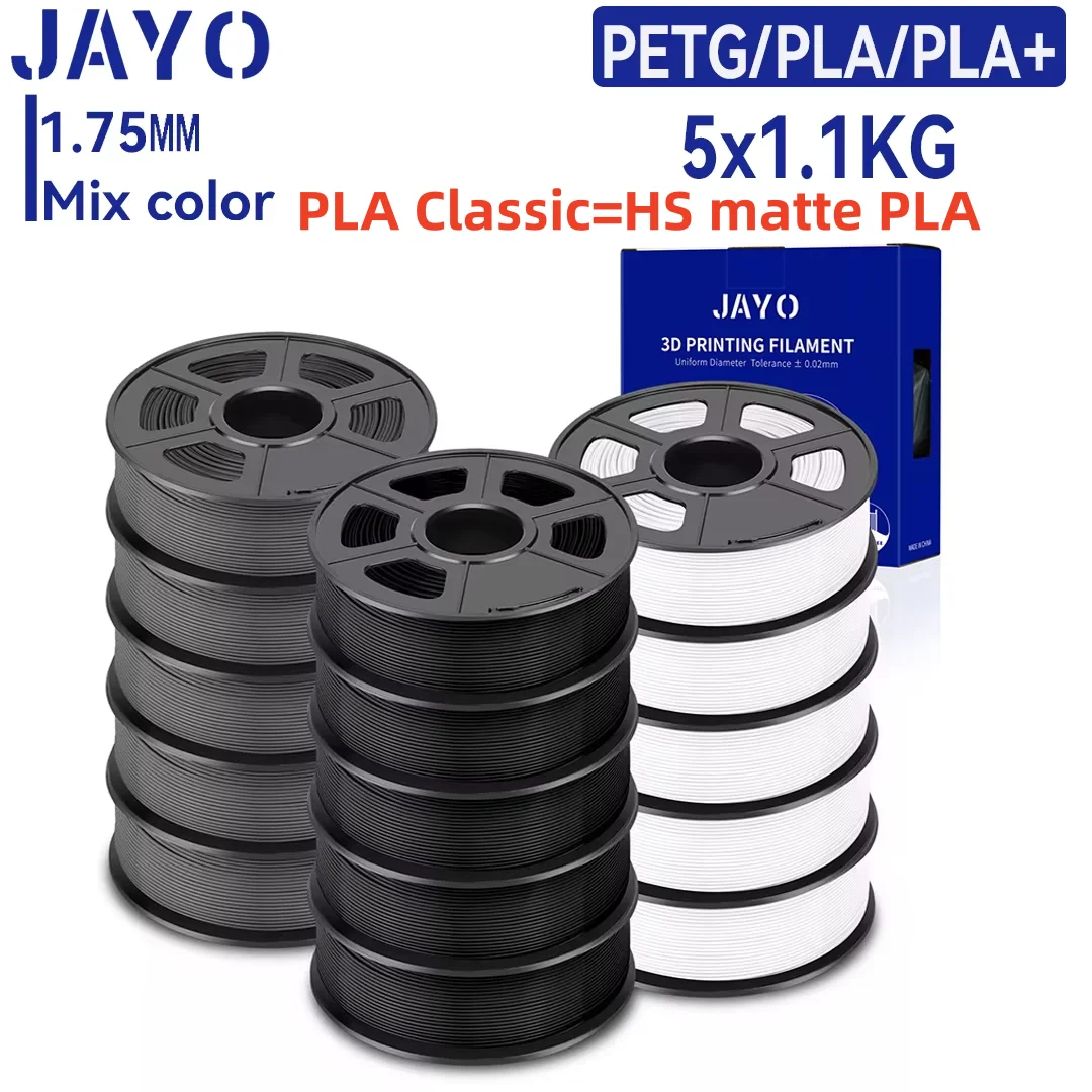 JAYO 3D PETG/PLA/PLA PLUS Druckerfilament 1,75 mm 5,5 kg 100 % keine Blasen ungiftig 3D-Druckmaterialien für 3D-Drucker und 3D-Stift Image