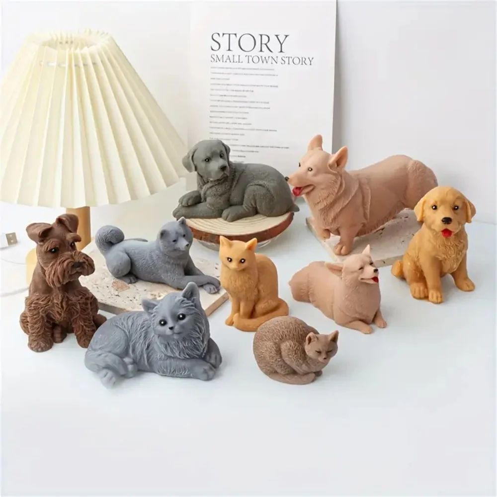 3D Huddling Kätzchen Schlafen Katze Silikon Formen Liegen Welpen Corgi Tier DIY Handwerk Kunst Persische Katze Harz Seife Labrador Hund Werkzeuge Image