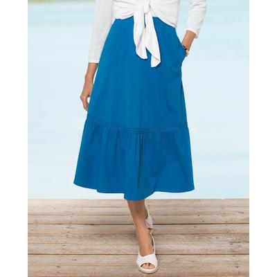 Blair Women's Boardwalk Knit Flounced Midi Skirt - Blue - L - Misses