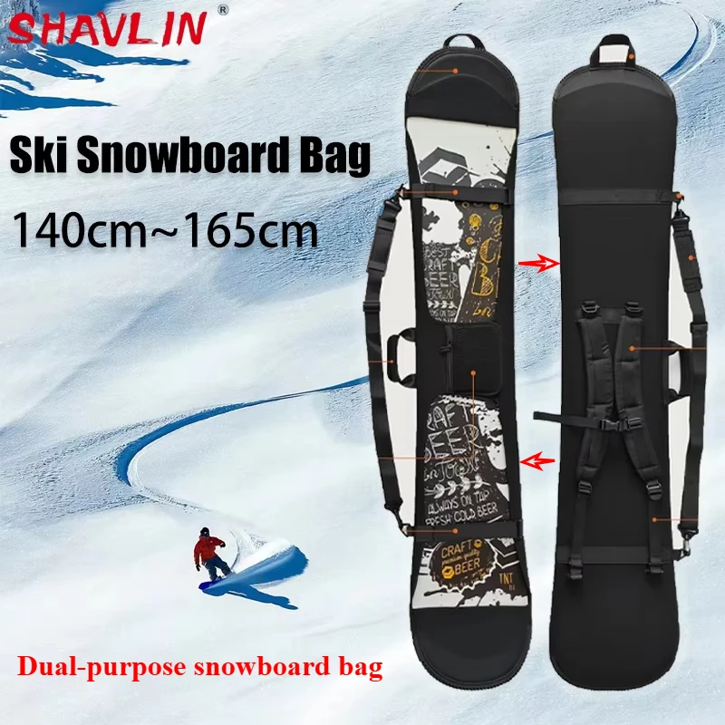 Borsa da sci Borsa da snowboard Custodia protettiva per piastra monoboard Zaino regolabile antigraffio di grande capacità Borse da sci portatili