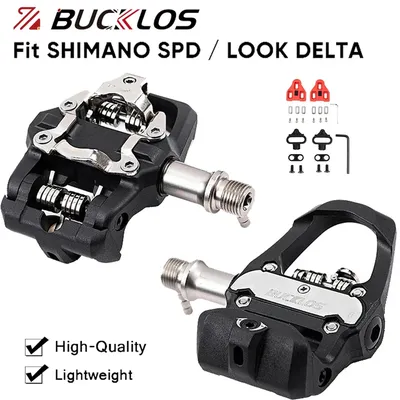 BUCKLOS Bike Pedals Dual Function Bicycle Pedal Platform for SPD/LOOK Delta Self-lock MTB Road Bicycle Platform Pedal Bike Part