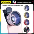Clip per obiettivo universale 2 IN 1 Obiettivo per telefono cellulare da 37 mm Professionale 0,45x49uv Super grandangolare + obiettivo Macro HD per iPhone Xiaomi 12