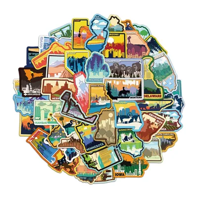 50PCS US State Landmark Aufkleber Reise Stadt Wahrzeichen Handbücher Telefon Fällen Laptop Koffer Wasser Tassen Wasserdichte Aufkleber Image
