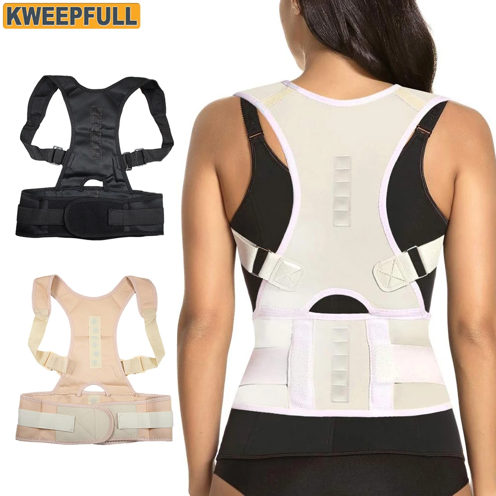Haltungs korrektur der Brust-Rückens tütze-magnetische Unterstützung für den verstellbaren Gürtel zur Linderung von Nackens ch ulter im oberen und unteren Rücken bereich Image