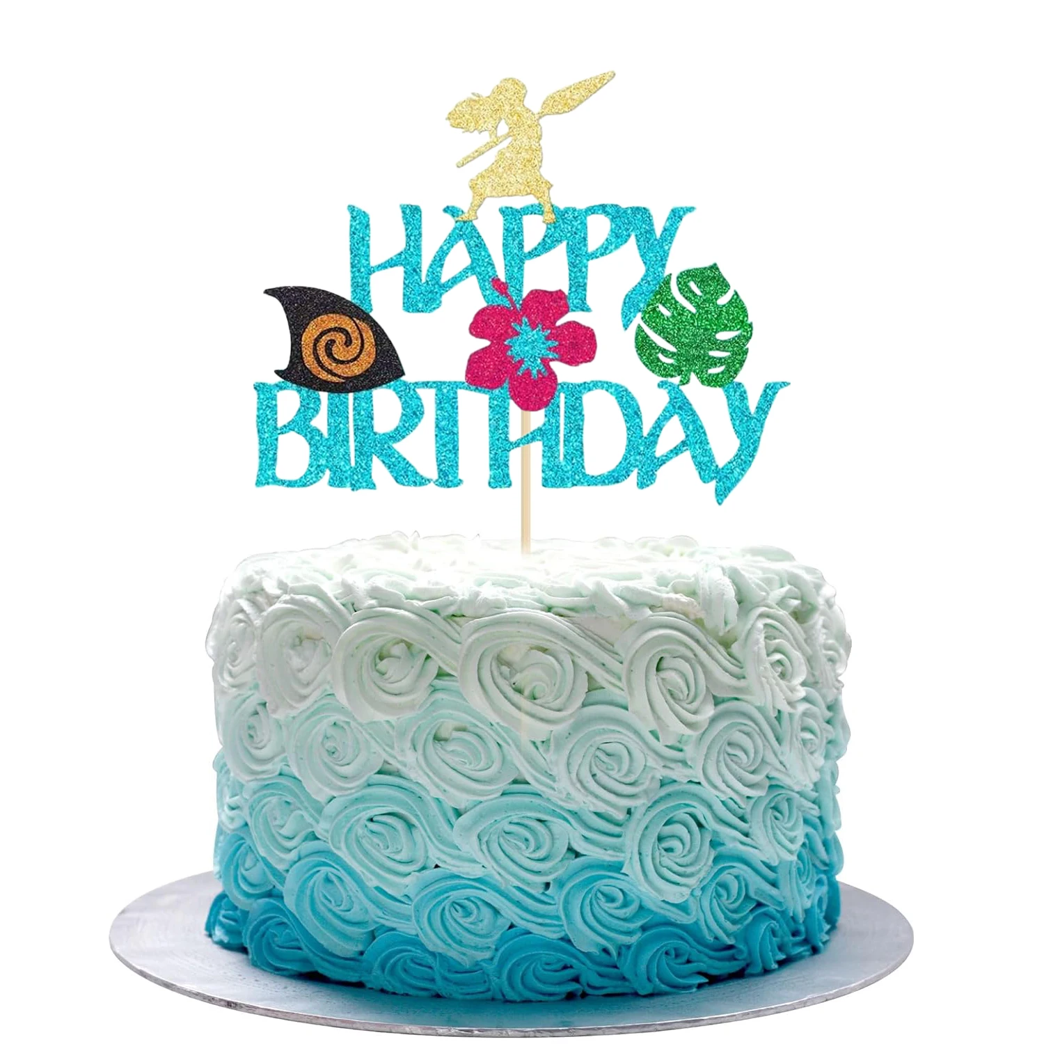 Glitzer Moana Geburtstagstorte Topper Moana Partyzubehör Kuchendekoration für hawaiianische Partydekorationen Image