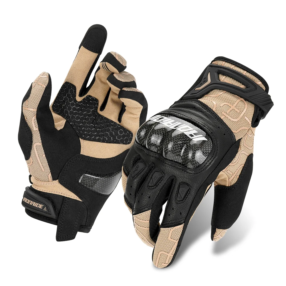 Leder Motorradhandschuhe Wasserdicht Touchscreen Vollfingerhandschuhe Schützende Anti-Fall-Carbonfaser Rutschfeste Reithandschuhe Image