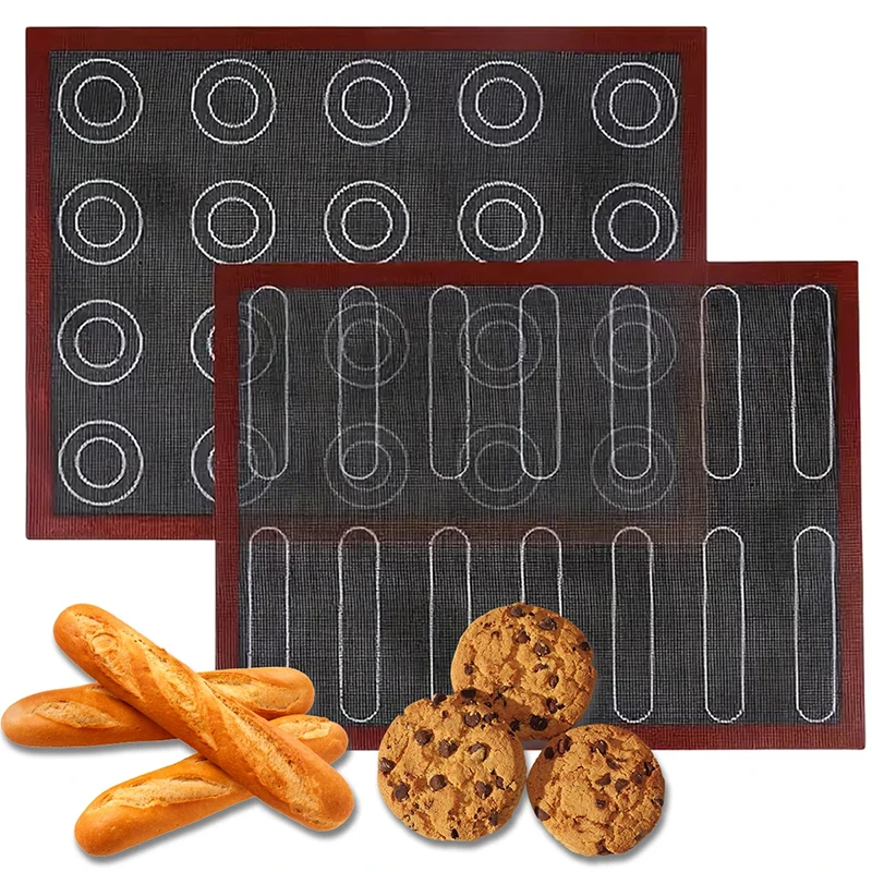 Perforierte Silikon-Backmatte, doppelseitig, antihaftbeschichtet, Eclair Macaron-Backblech für Brot, Kekse, wiederverwendbares Backgeschirr, Ofeneinlage Image