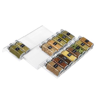 TEMU Spice Rack Drawer Spice Drawer Insert From 22cm To 44cm Pull-out Spice Drawer Organization System, Spice Storage For Kitchen Worktop Cabinet 3 Tiers, Set Of 6, Clear Image