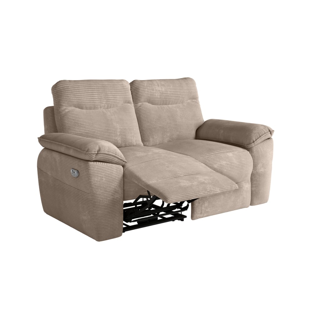 Canapé de relaxation électrique 2 places en velours côtelé taupe