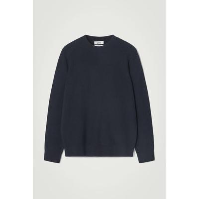 Regular Ribbed-knit Cotton Jumper - Blue - COS Knitwear