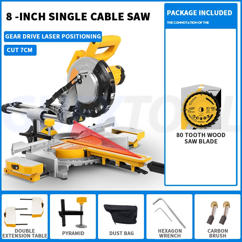 8-Zoll-Schneidsäge Hochpräzise Gehrungssäge Zugstange Push Pull Sägearbeit Zugstange Aluminium Sägemaschine Schräge Schneidsäge Image
