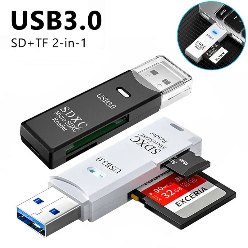 USB 3.0 Kartenleser 2-in-1 USB 2.0 zu SD Micro SD TF Speicherkartenadapter für PC Laptops Zubehör Flash-Laufwerk USB-Kartenleser Image