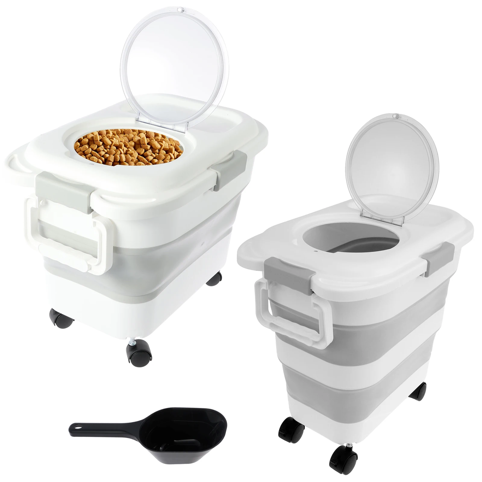 Baril de stockage de nourriture pliable pour animaux de compagnie, 15/45KG, récipient de nourriture pour chat et chien, étanchéité hermétique, boîtes de stockage de riz aux grains secs