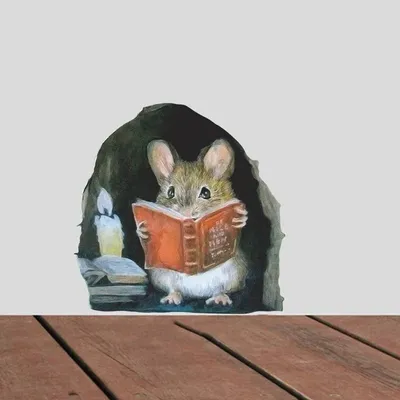 Cartoon Maus Lesung Wanda uf kleber Kinderzimmer Haupt dekoration Wandbild Wohnzimmer Schlafzimmer Tapete entfernbare lustige Ratten Aufkleber Image