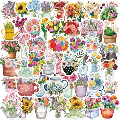 50pcs niedlichen Cartoon Blumen Graffiti Aufkleber DIY Telefon Gitarre Laptop Notebook Koffer Tasse wasserdichten Aufkleber Kinder Spielzeug Image