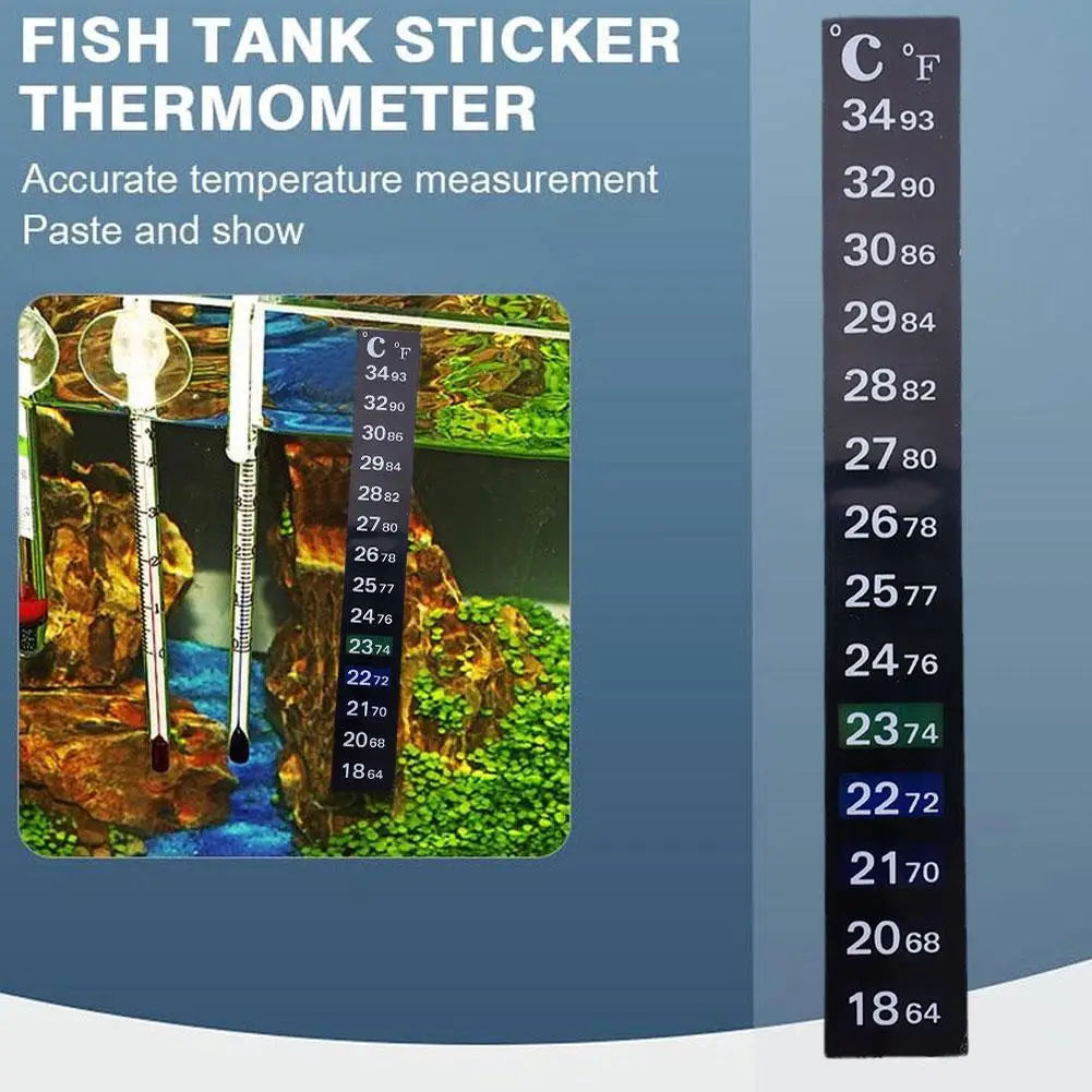 Aquarium-Thermometer-Aufkleber, Aquarium-Streifen, zum Aufkleben, Verfärben, Temperatur, selbstklebend, klebrig, Doppelskala 30, Aquarium-Zubehör Image
