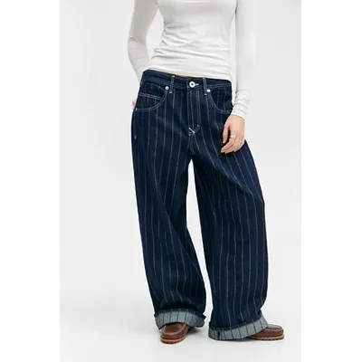 BDG Jaya Stripe Baseball Jeans - Vintage Denim Dark 27W 32L at Urban Outfitters